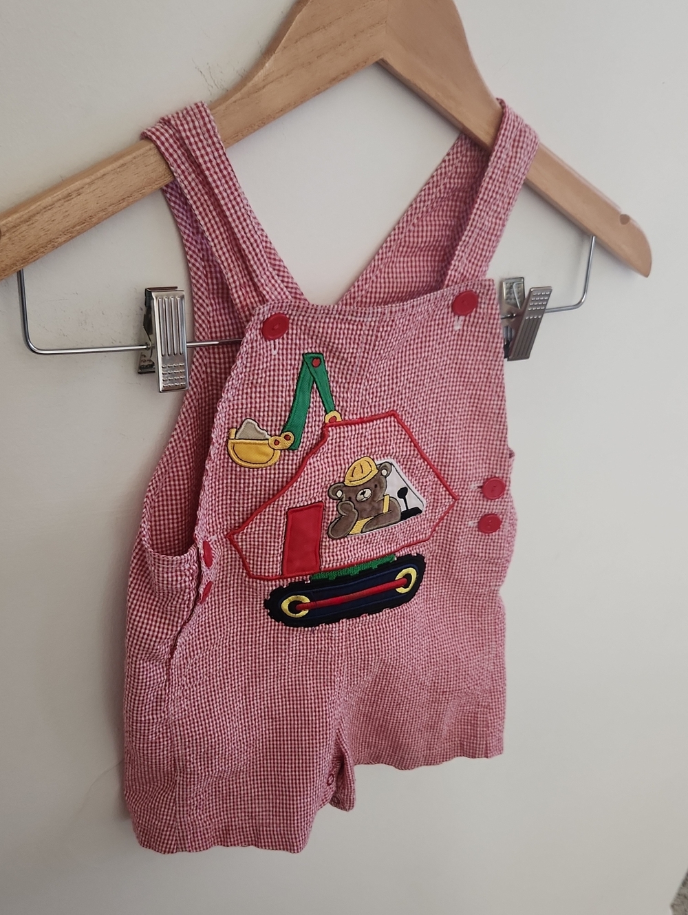 Vintage Toddler Teddy Bear Houndstooth Overalls 2T - Picture 3 of 7